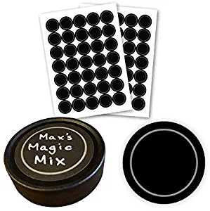 AllSpice 70 Black Water Resistant Round Spice Jar Labels Set 1.5