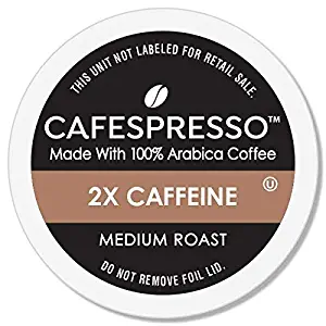 CAFESPRESSO Medium Roast Plus 2X Caffeine Single Serve Coffee Pods for K Cup Keurig 2.0 Brewers, 42Count (Packaging May Vary)