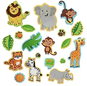 84 Piece Wild Safari Foam Stickers- Lions, Elephants, Monkeys, Zebras, and More!