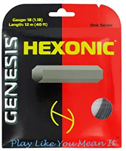 Genesis 40-Feet Hexonic Tennis Racket String Set, Black, 16L/1.27mm