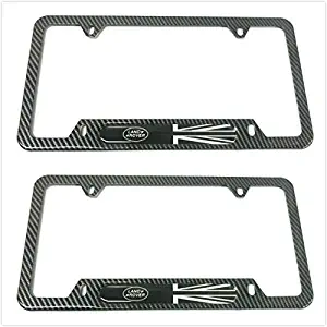 Mesport Carbon Fiber Style Stainless Steel Rust Free UK Flag License Plate Cover Frames Holder with Screw Caps for Land Range Rover (2)