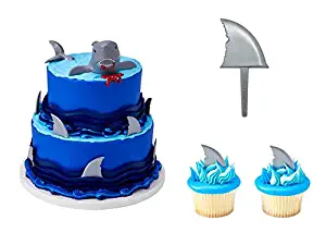NCS Shark Creations Cake Topper PLUS 12 Shark Fin Cupcake Picks