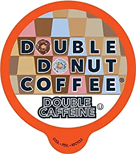 Double Donut Double Caffeine, Fresh Dark Roast Coffee, Single-Serve Pods for Keurig K Cup Brewer Machines, 24 Capsules per Box