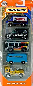 Matchbox 2019 MBX Service Crew 5-Pack (2009 International Estar, Ford Transit Connect, City Bus, VW Delivery Van, Urban Tow Truck)