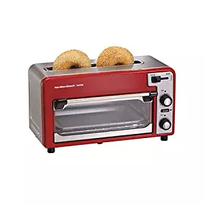 Hamilton Beach 22722 Toastation Toaster Oven w/Wide 2 Slice Toaster Combo, Red