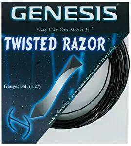 Genesis 40-Feet Twisted Razor Tennis Racket String Set, Pitch Black, 16L/1.27mm