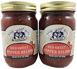 Amish Wedding Red Sweet Pepper Relish, 15 Ounce Glass Jar (Pack of 2)