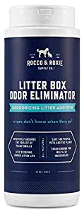 Rocco & Roxie Litter Box Odor Eliminator – Best Natural Litter Deodorizer – You Won’t Need to Change The Litter as Often – Fresh Scent – Safe for Kitty (12 oz Bottle)