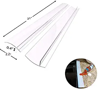 Silicone Stove Counter Gap Cover，Heat Resistance Easy to Clean Long and Wide Gap Filler Seal the Gap Next to your Stove Top,Dryer Leaks，Washing Machine, Oven,Washer, Set of 2(semi-clear)