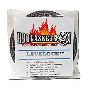 1/2" x 1/8" Lavalock High Temp Nomex BBQ HT gasket smoker seal, self stick grey