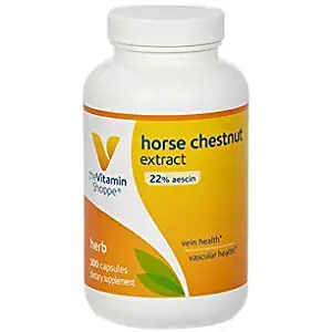 Horse Chestnut Extract 260mg Herbal Supplement with 22 Aescin, Supports Vein Vascular Health (300 Capsules) by The Vitamin Shoppe