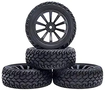 Parts & Accessories 4pcs 1/10 Rally Tires 75MM Wheel Hub Rim Tyre Hex 12mm for 1/10 On Road RC Car HSP HPI for Traxxas TRX4 for Tamiya Axial Scx10 Kyosho - (Color: 4pcs no Glue bonding)