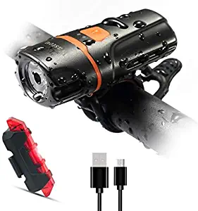 Wastou Bike Lights, Super Bright Bike Front Light 1200 Lumen, IPX6 Waterproof 6 Modes Cycling Light Flashlight Torch with USB Rechargeable Tail Light(USB Cable Included)