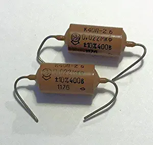2x (Pair) .022uf/400v Russian K40N-2a Paper In Oil Capacitors - NEW OLD STOCK