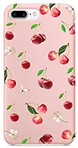 Shark Compatible Summer Tropical Rose Peach Floral Fruit Cherry Silicone TPU Back Cover Replacement for iPhone 6 Plus