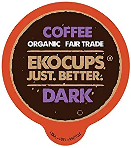 EKOCUPS Artisan Organic Dark Coffee, Dark Roast, in Recyclable Single Serve Cups for Keurig K-cup Brewers, 40 count