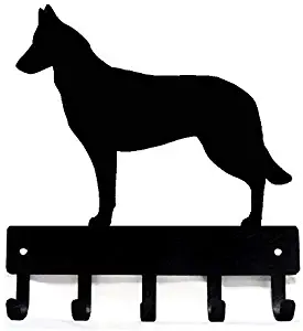 The Metal Peddler Belgian Malinois Key Rack Dog Leash Hanger - Large 9 inch Wide - Made in USA