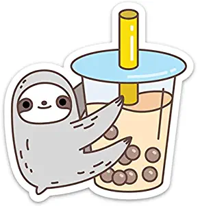 Sloth Loves Bubble Tea Vinyl Sticker