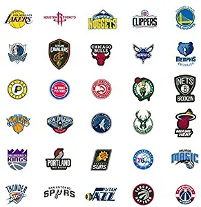 40 NBA Stickers Basketball Team Logo Set. All 30 Teams. Plus 10 More. Die Cut. Lakers Bulls Heat Warriors Celtics Cavaliers Thunder Spurs Knicks Mavericks Clippers Rockets Pacers Nets Magic Pelicans