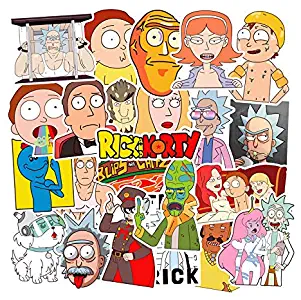Laptop Sticker Pack [50PCS], Adventure Time Cartoon Vinyls Sticker for Car Motorcycle Bicycle Skateboard Luggage Bumper Water Bottles Computer Anime Stickers for Kids Children Student(Rick and Morty)