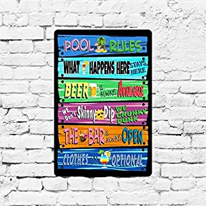 Nonbrand Fantastic Ceramic Tin Sign 2020 Rusty Funny Pool Signs Swimming Pool Rules Luau Party Pool Party Giftfor Office Home Chat Starter Business 8x12 inches