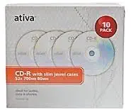 Ativa Printable CD-R with Slim Jewel Cases 10 Pack