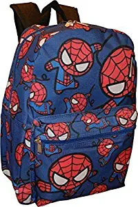 Marvel Spiderman Allover Print Black 16" Boys Large School Backpack (Blue)