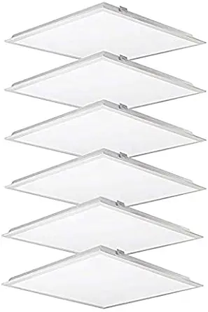 2x2FT LED Flat Panel Troffer Light, 40W 5000K Recessed Back-Lit Drop Ceiling Light, 5200lm Lay in Fixture for Office, 0-10V Dimmable, 3-Lamp F17T8 Fixture Replacement, ETL Listed 100-277V - DLC 6 Pack