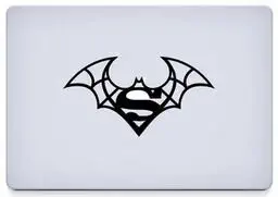 Batman vs Superman Vinyl Decal Sticker Skin for MacBook Laptop in black.