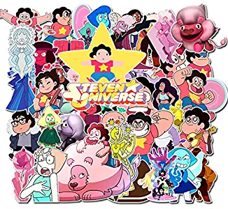 50pcs Anime Steven Universe Fans Stickers for Laptop Water Bottle Skateboard Phone Hydroflask Cute Pink Cartoon The Crystal Gems Garnet Amethyst Pearl Waterproof Vinyl Sticker Decal for Adults Teens