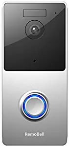 RemoBell WiFi Video Doorbell (Battery Powered, Night Vision, 2-Way Audio, HD Video, Motion Sensor) (Silver)