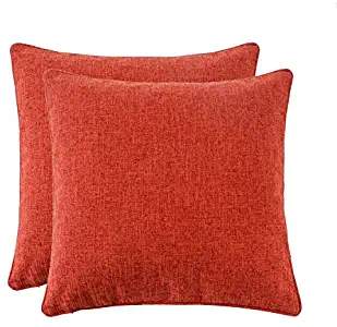 HPUK Pack of 2, Decorative Pillow Cover, Solid Color Pillowcase for Couch, Sofa, Bedroom, Car, Office, Holiday Decor,17x17 inch, Red Clay
