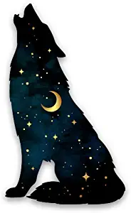 GT Graphics Express Wolf Howling at The Moon - Vinyl Sticker Waterproof Decal